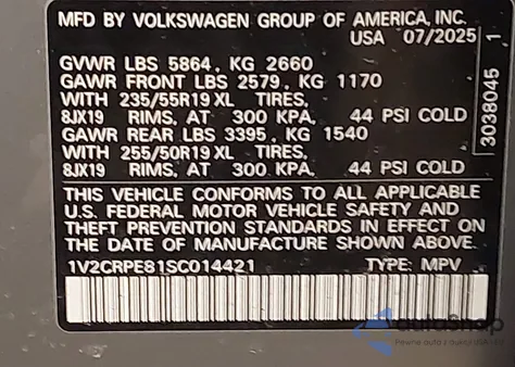 2025 Volkswagen Id.4 Pro из США, поврежденный, VIN 1V2CRPE81SC014421